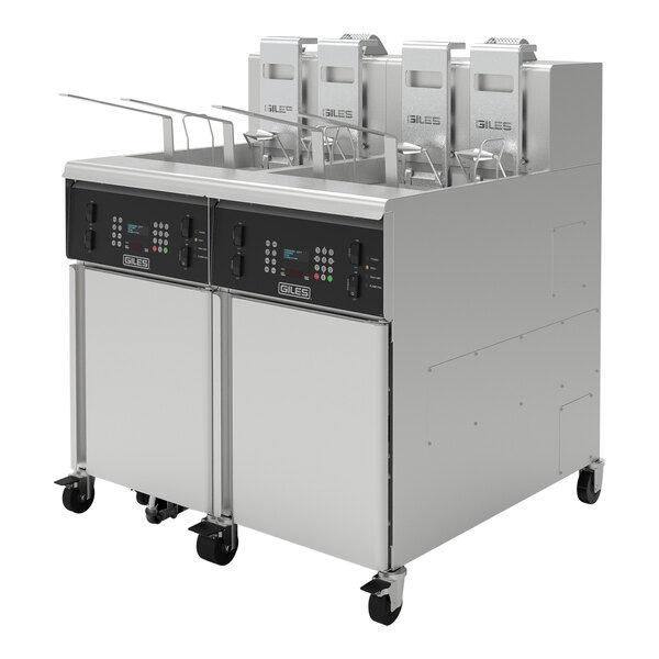 Giles GBF-80/80G NAT 160 lb. 2-Unit Natural Gas Floor Fryer – 160,000 BTU