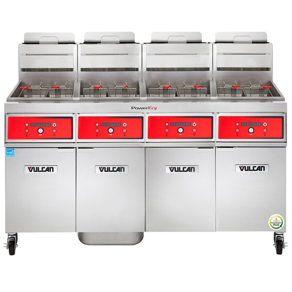 Vulcan 4TR85DF-2 PowerFry3 Liquid Propane 340-360 lb. 4 Unit Floor Fryer System
