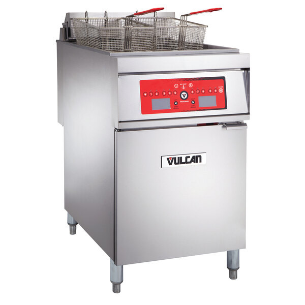 Vulcan 1ER85C-1 85 lb. Electric Floor Fryer with Computer Controls – 208V, 3 Pha