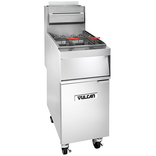 Vulcan 1GR45M-1 45-50 lb. Natural Gas Floor Fryer – 120,000 BTU