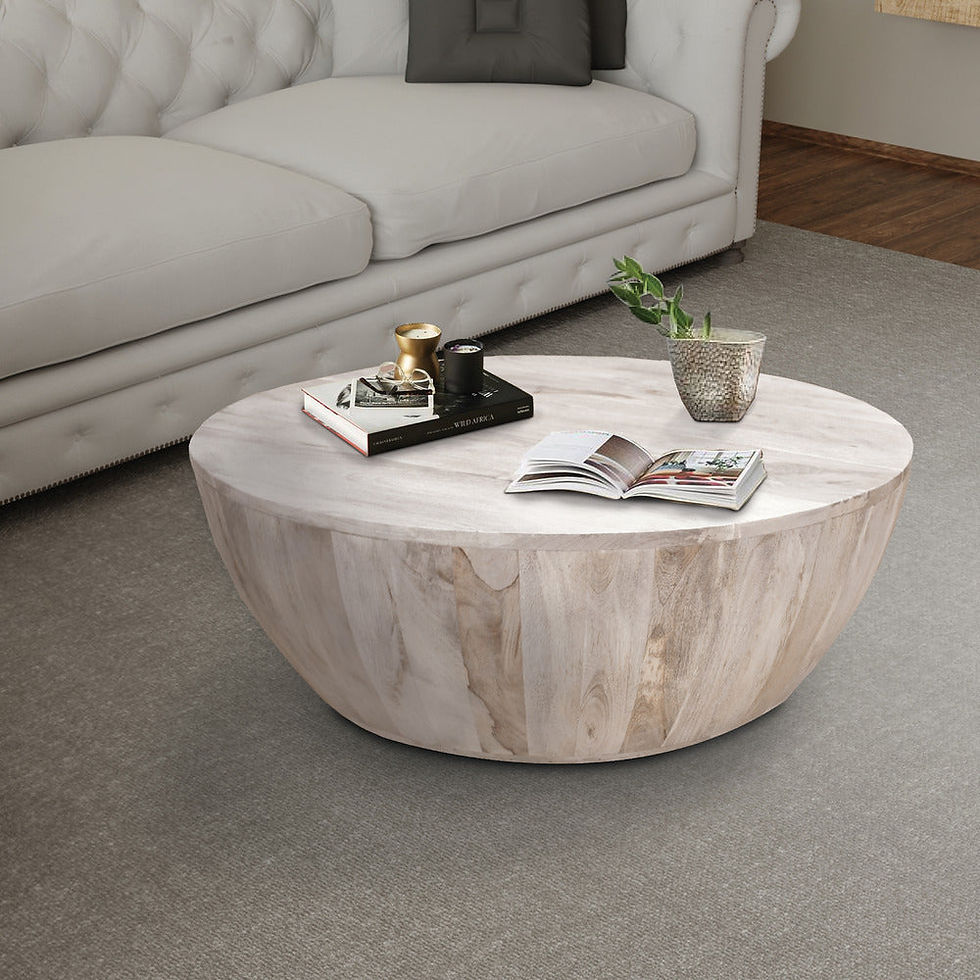 Thumbnail: The Urban Port Arthur 35.5" Round Mango Wood Coffee Table, Subtle