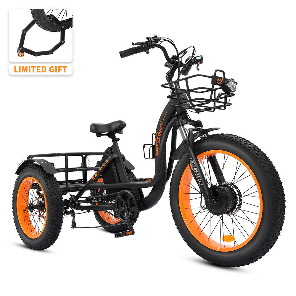 Ecotric 48V 24"x4.0 Front 20"x4.0 Rear Tires Tricycle electric bike — EST-MB