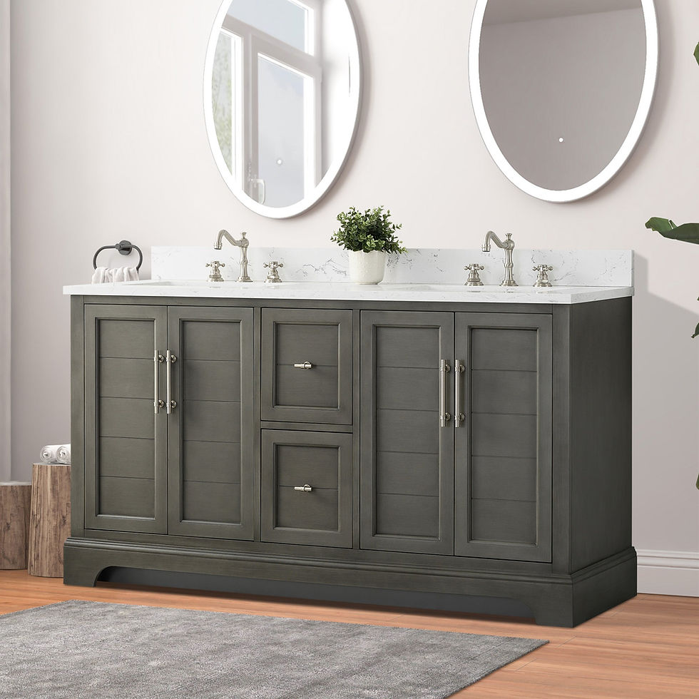 Thumbnail: vanityart 60x22x34.5’’ Double Sink Freestanding Bathroom Vanity w/