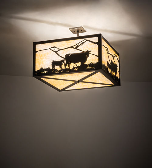Meyda 24" Square Calf & Cow Flushmount