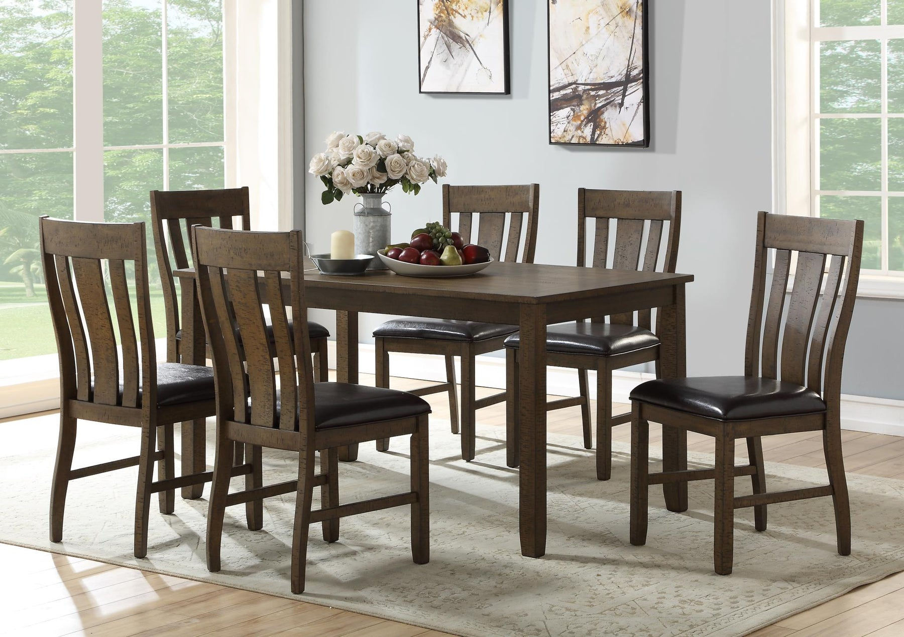 Kinger Home Vegas 7-Piece Indoor Dining Set | Acacia & Rubberwood