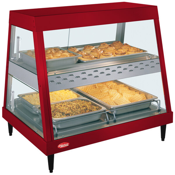 Hatco GRHDH-2PD Warm Red Stainless Steel Glo-Ray 33 3/8″ Full Service Dual Shelf