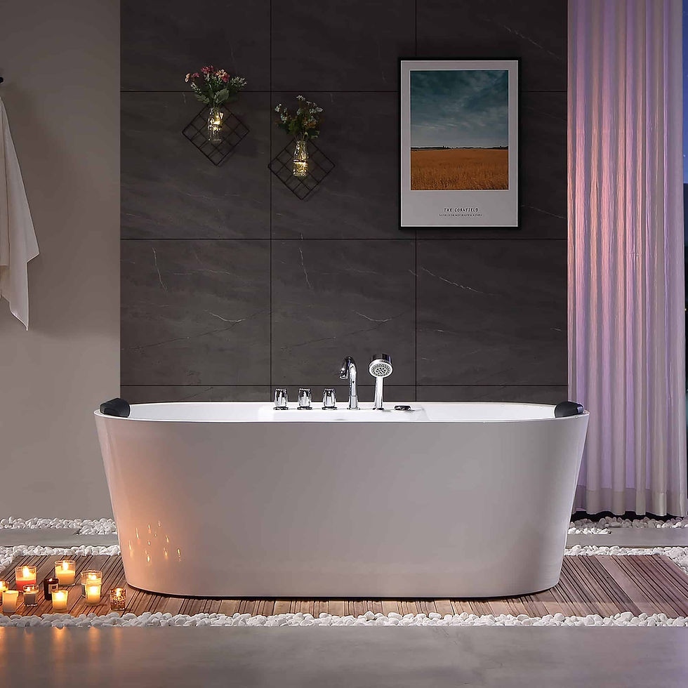 Thumbnail: ibathtub 67" Freestanding Oval Whirlpool Bathtub with Center Drain