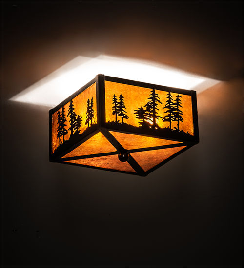 Meyda 10" Square Tall Pines Flushmount