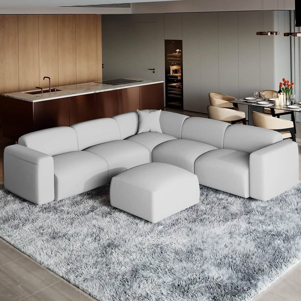 Thumbnail: Leisuremod Whisper 4-6 Seater Conversation Set w/ a Chaise & Ottoman