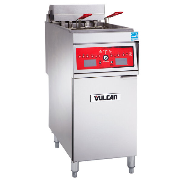 Vulcan 1ER50C-1 50 lb. Electric Floor Fryer with Computer Controls – 208V, 3 Pha