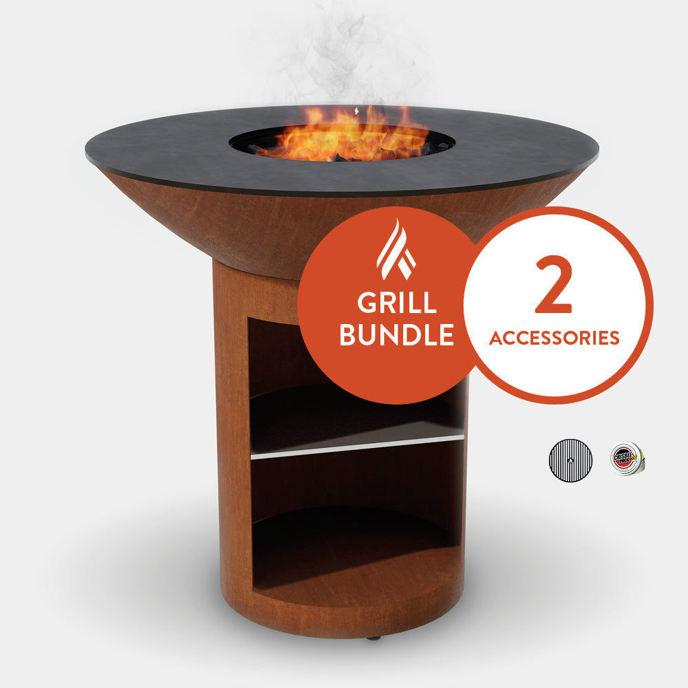 ARTEFLAME Classic 40" Grill with a High Round Base with Storage Starter Bundle