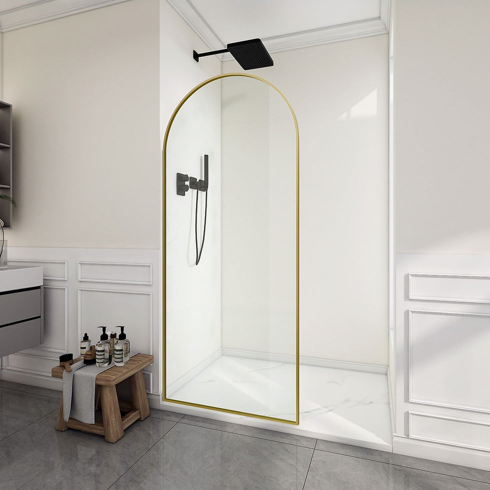 Thumbnail: ANZZI Ember Series 78 in. x 34 in. Framed Arch Fixed Shower Screen Door
