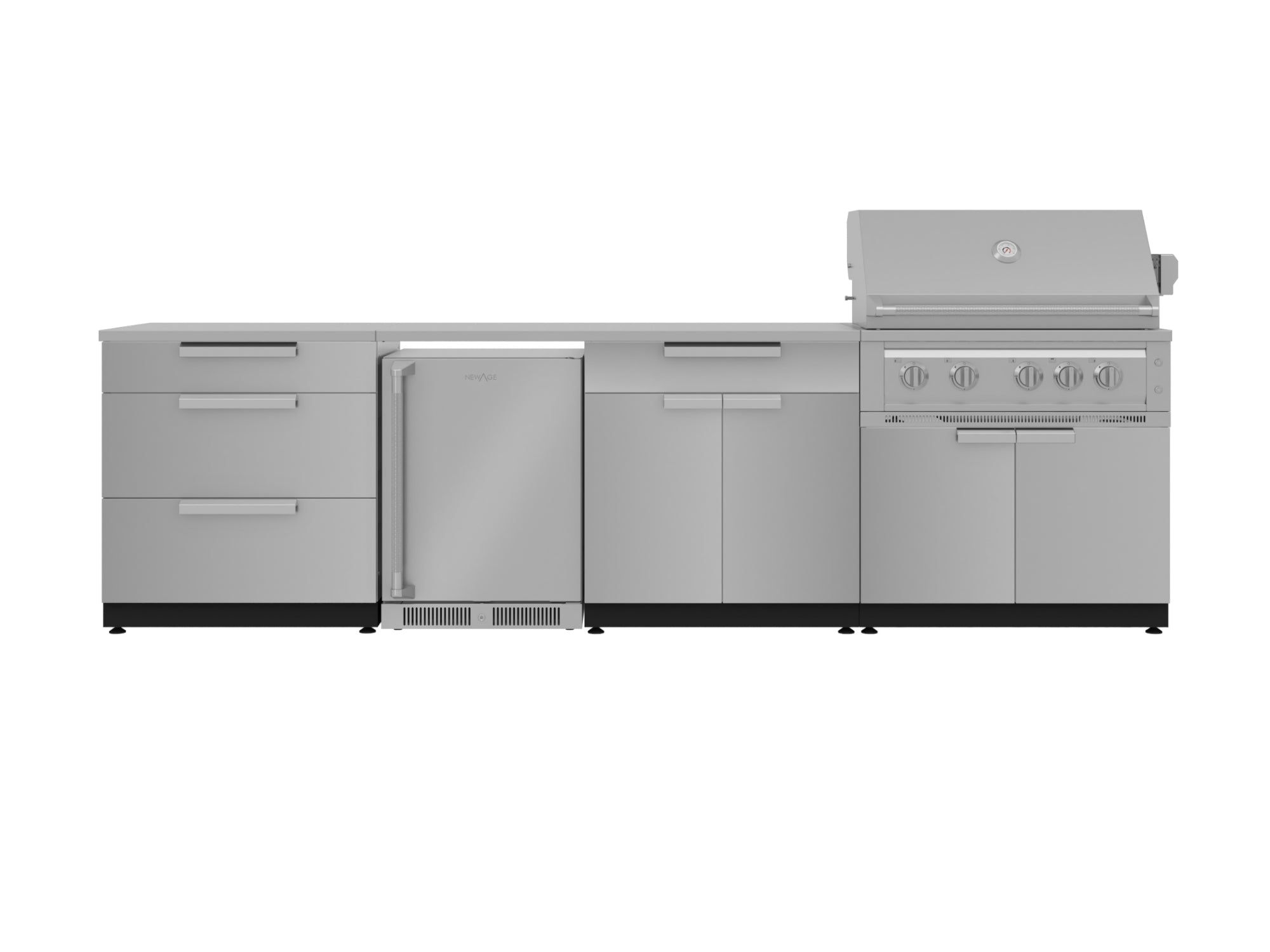 NewAge Outdoor Kitchens Stainless Steel 7-Piece Cabinet Set with 3-Drawer, Bar, 