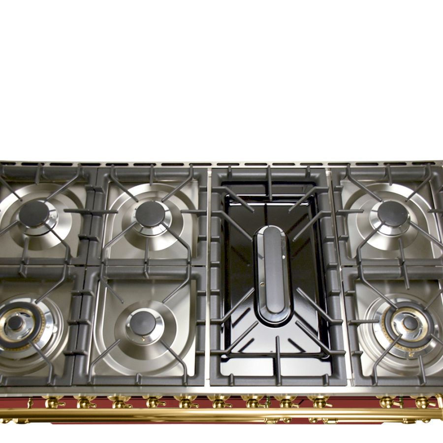 Thumbnail: Hallman 48 in. Double Oven Duel Fuel Italian Range, LP Gas, Brass Trim HDFR48BSL