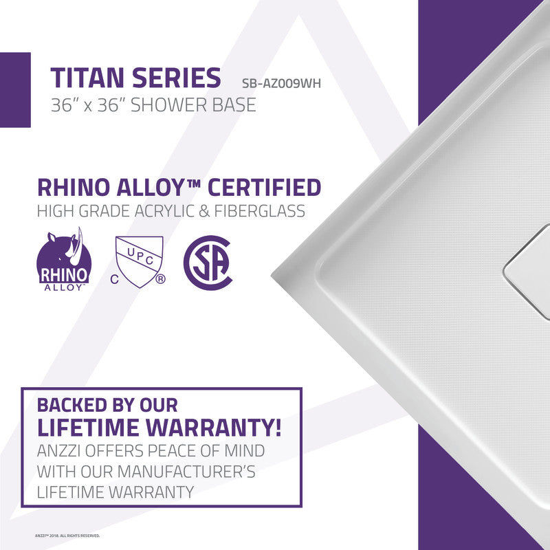 Thumbnail: 36 in. x 36 in. Double Threshold Shower Base in White