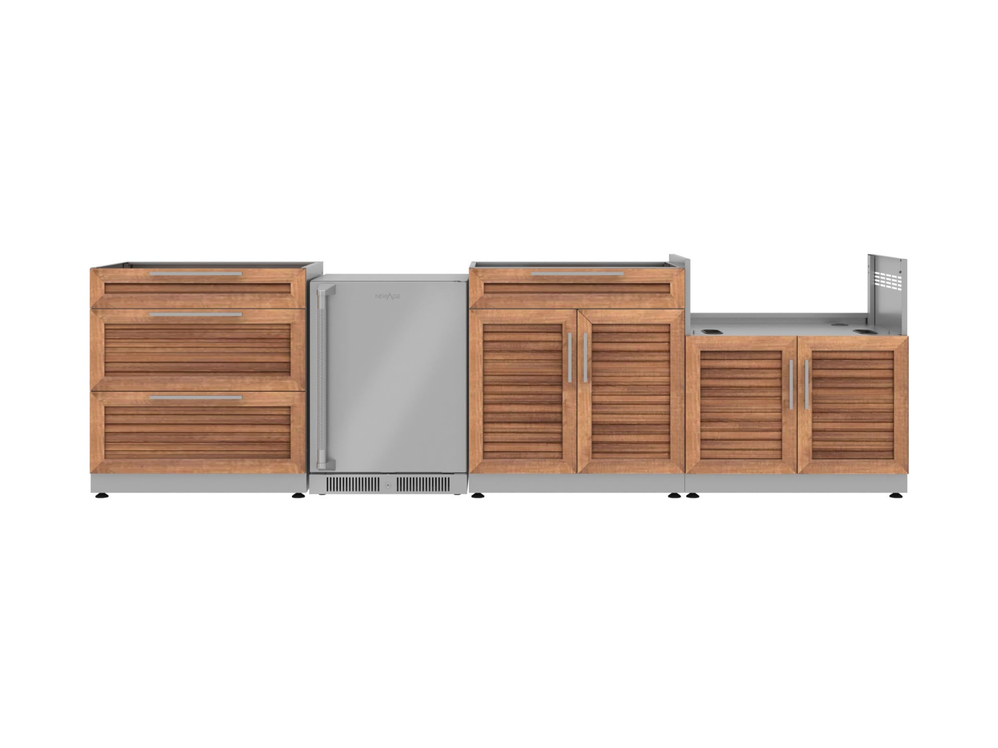 OKC-4 PC Set SS-White-3 Drawer, Bar, 36" IGC-SS Door Fridge