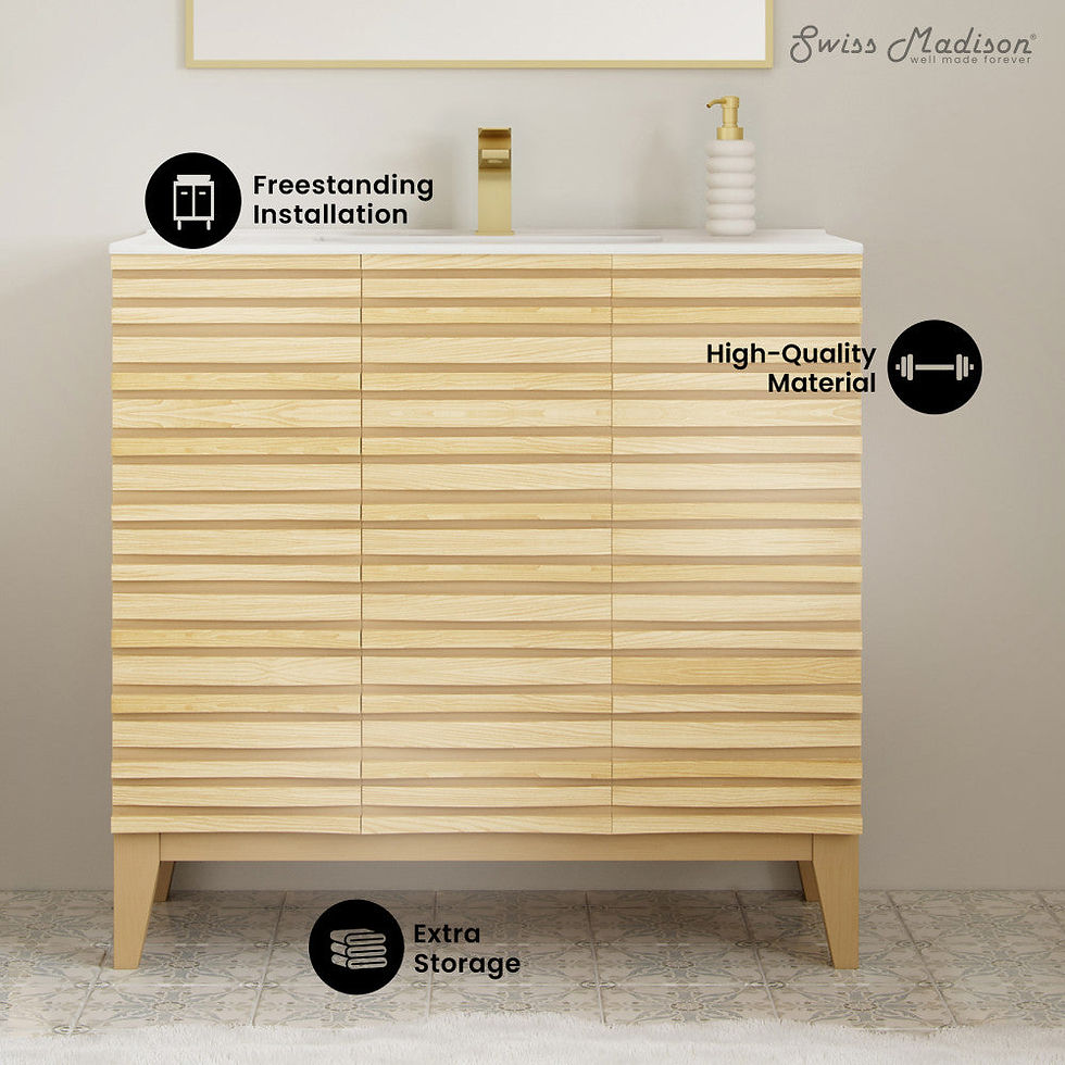 Thumbnail: Swiss Madison Cascade 36" Freestanding Bathroom Vanity in Natural oak