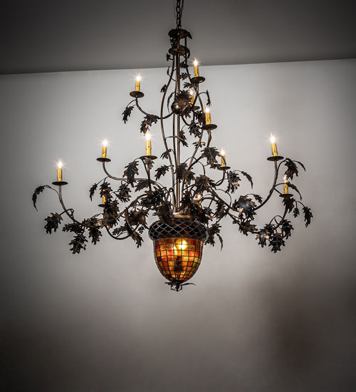 Meyda 60" Wide Greenbriar Oak 12 Arm Chandelier