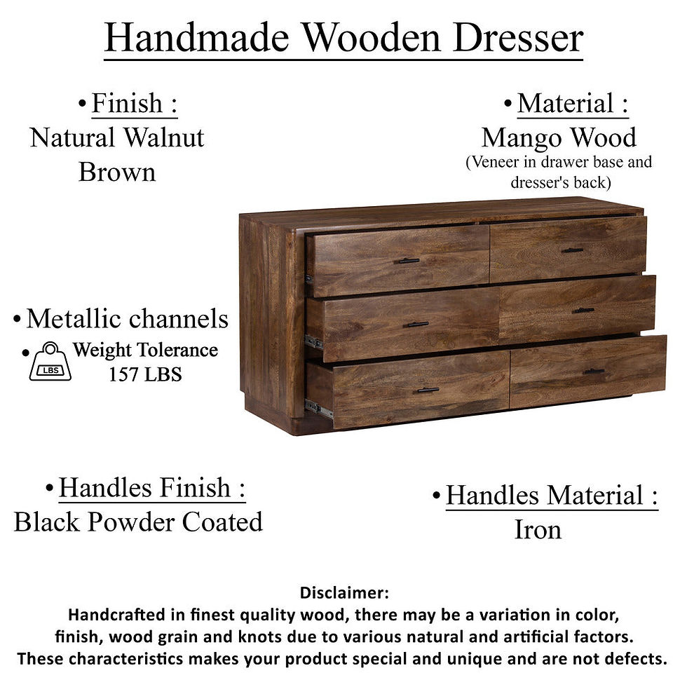 Thumbnail: The Urban Port Tao 6 Drawers Dresser, Mango Wood, Walnut Finish, 60"
