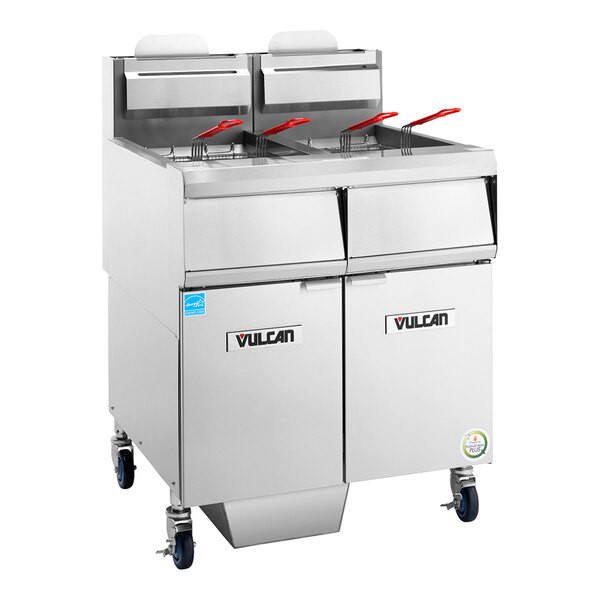 Vulcan 4VHG50AF-NAT QuickFry Series 200 lb. Natural Gas 4 Unit Floor Fryer
