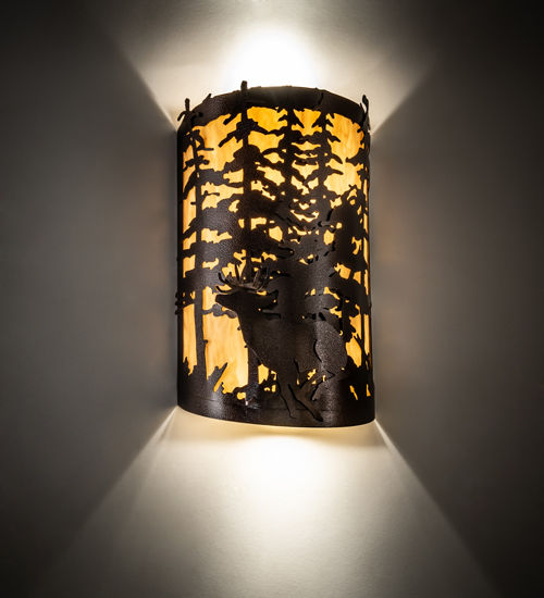 Meyda 12" Wide Tall Pines Deer Wall Sconce