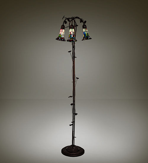 Meyda 58" High Stained Glass Pond Lily 3 Light Floor Lamp