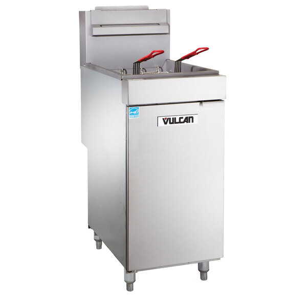 Vulcan 1VEG35M-1 Natural Gas 35-40 lb. Floor Fryer with Millivolt Controls – 70