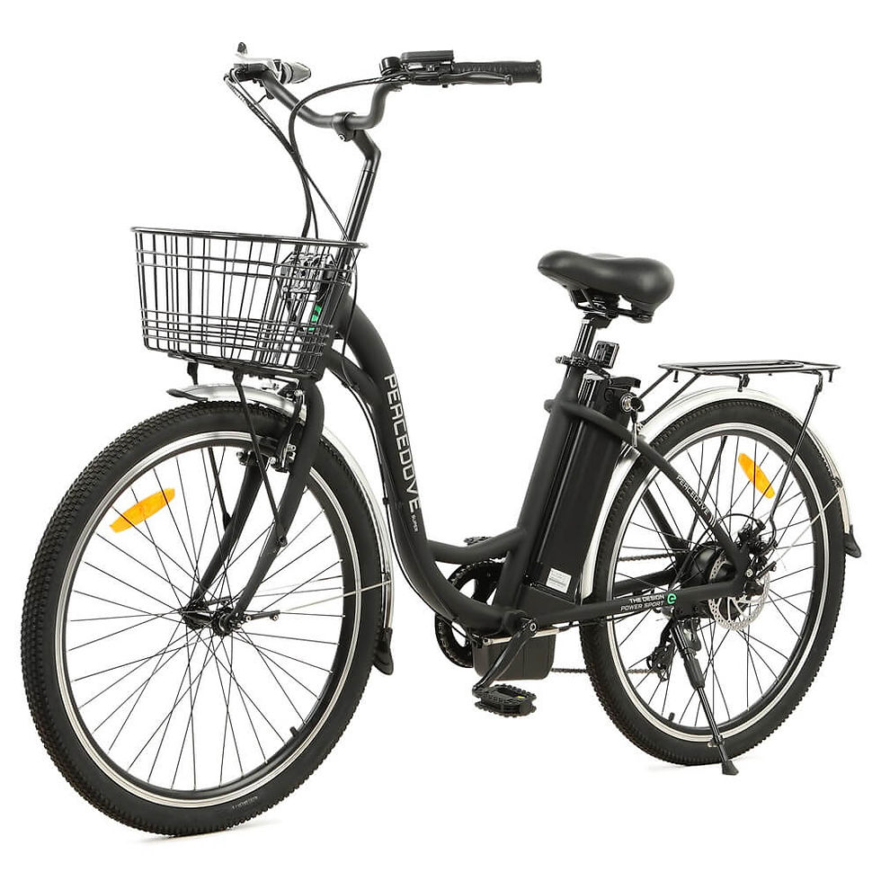 Thumbnail: Ecotric 26inch Black Peacedove electric city bike with basket and rear rack