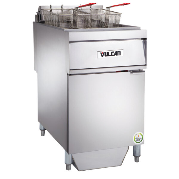 Vulcan 1ER85AF-2 85 lb. Electric Floor Fryer with Analog Controls and KleenScree