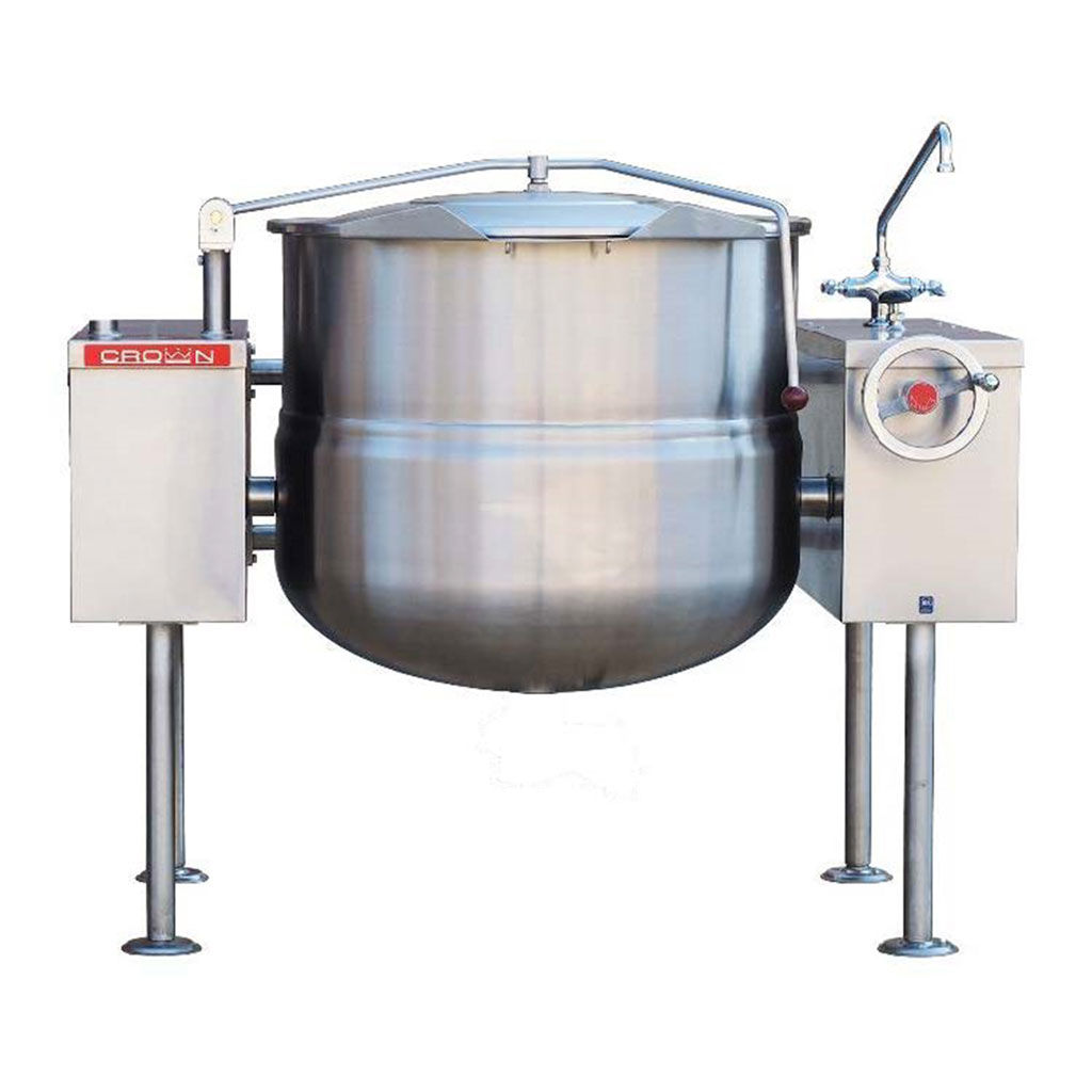 Crownsteamgroup - Direct Steam Kettle, Twin Console, 2/3 Jacketed, 40 Gallon - D