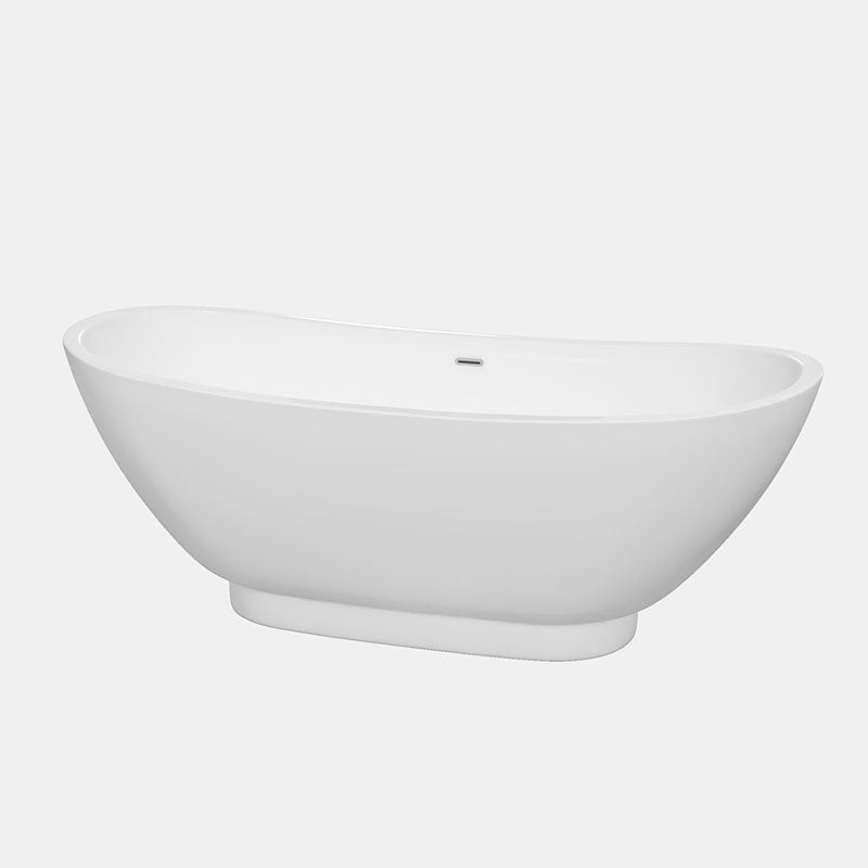 Wyndham Collection Clara 69″ Soaking Bathtub in White w/ Polished – WCBTO85769