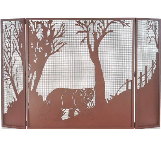 Meyda 62" Wide X 40" High Bear at Dusk Fireplace Screen