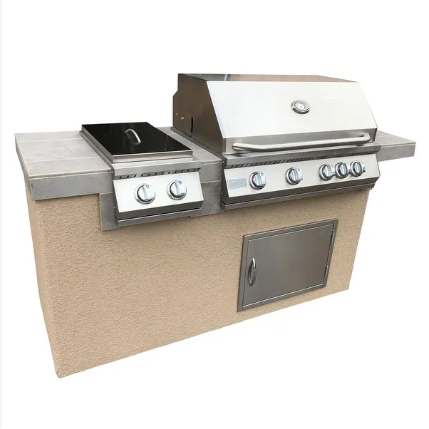 Kokomo Grills Antigua 6' BBQ Island with Built In Grill, Side - ANTIGUALP