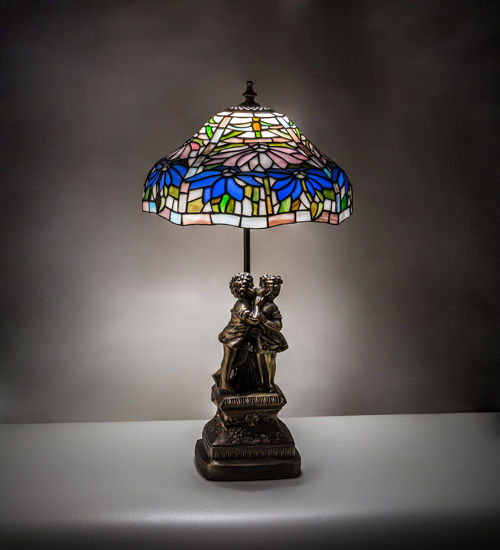 Meyda 23" High Tiffany Poinsettia Accent Lamp