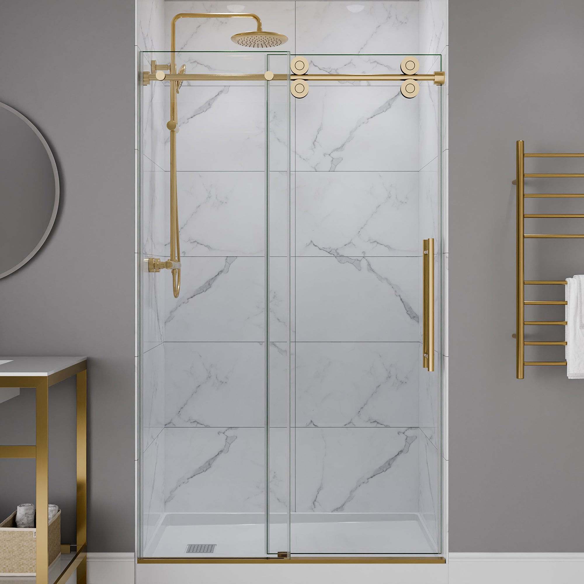 ANZZI Series 44 to 48 in. x 76 in. Frameless Shower Door with Sliding in Brushed