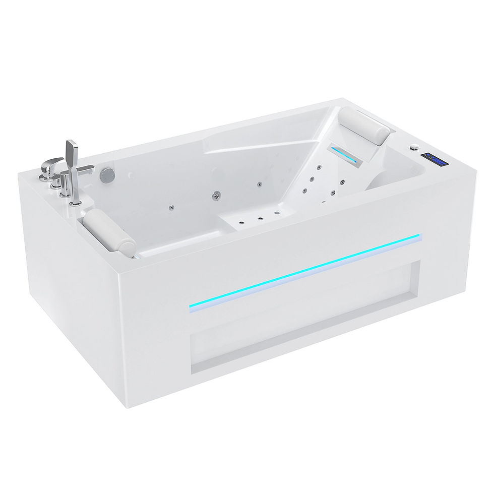 Thumbnail: ibathtub 71" Alcove Massage Inline Heater 2-Person LED Tub w/ Left Drain