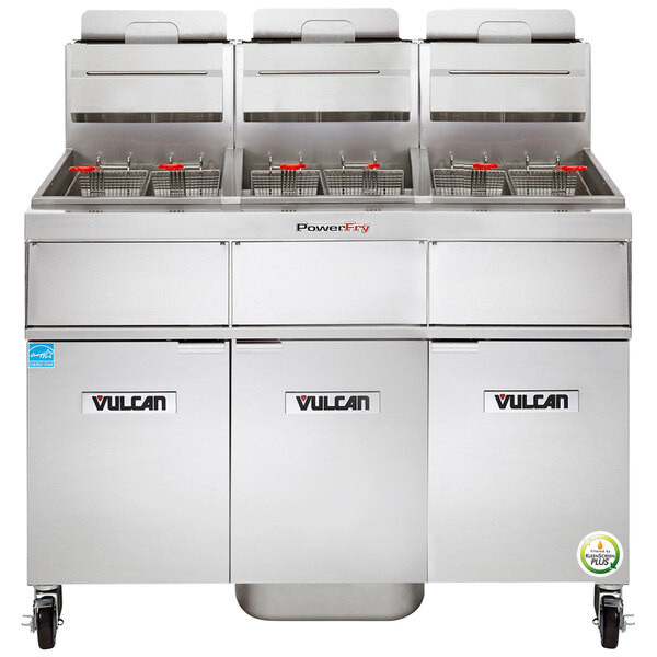 Vulcan 3VK85AF-2 PowerFry5 Liquid Propane 255-270 lb. 3 Unit Floor Fryer System