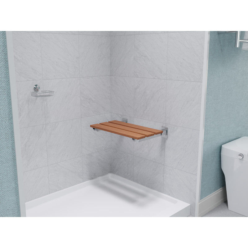 Thumbnail: ANZZI Rochen 18.7 in. Teak Wall Mounted Folding Shower Seat