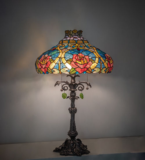 Meyda 28" High Dragonfly Rose Table Lamp