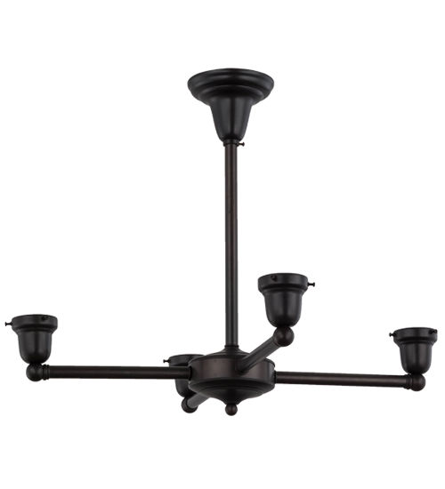 Meyda 26"W Craftsman Brown on Brass 4 LT Chandelier Hardware