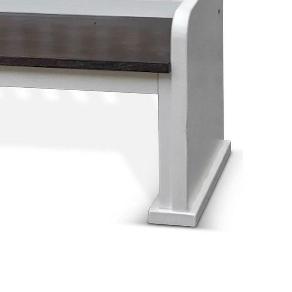 Thumbnail: Benzara Orso Bench, Slat Back Design, White, Brown Mahogany & Mindi