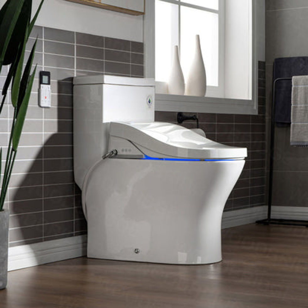 Thumbnail: WoodBridge T-0022 White Luxury Elongated One Piece Toilet With Advanced Bidet Se