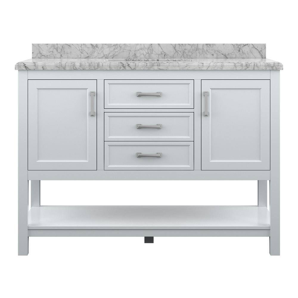 Affinity 49" Single Sink Vanity with White & Gray Carrara Marble Top
