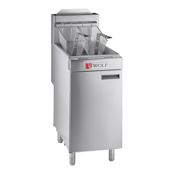 Wolf by Vulcan WF400-2 45-50 lb. Liquid Propane Floor Fryer – 120,000 BTU