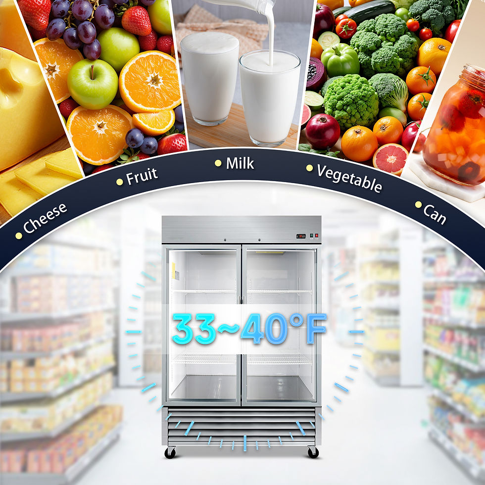 Thumbnail: 54" Commercial Display Refrigerator Swing Glass Door 49 Cu.ft Stainless Steel