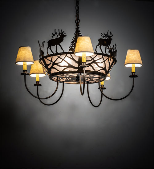 Meyda 35" Wide Elk on the Loose 5 Light Chandelier