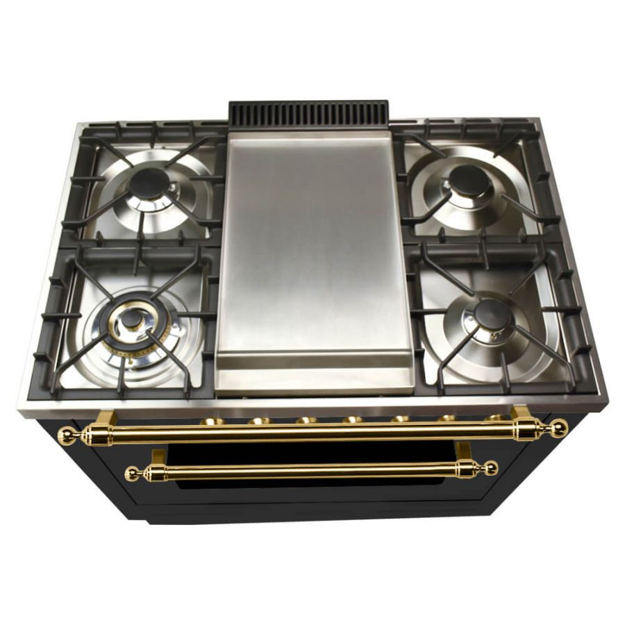 Thumbnail: Hallman 36 in. Single Oven All Gas Italian Range, LP Gas, Brass Trim HGR36BSLP