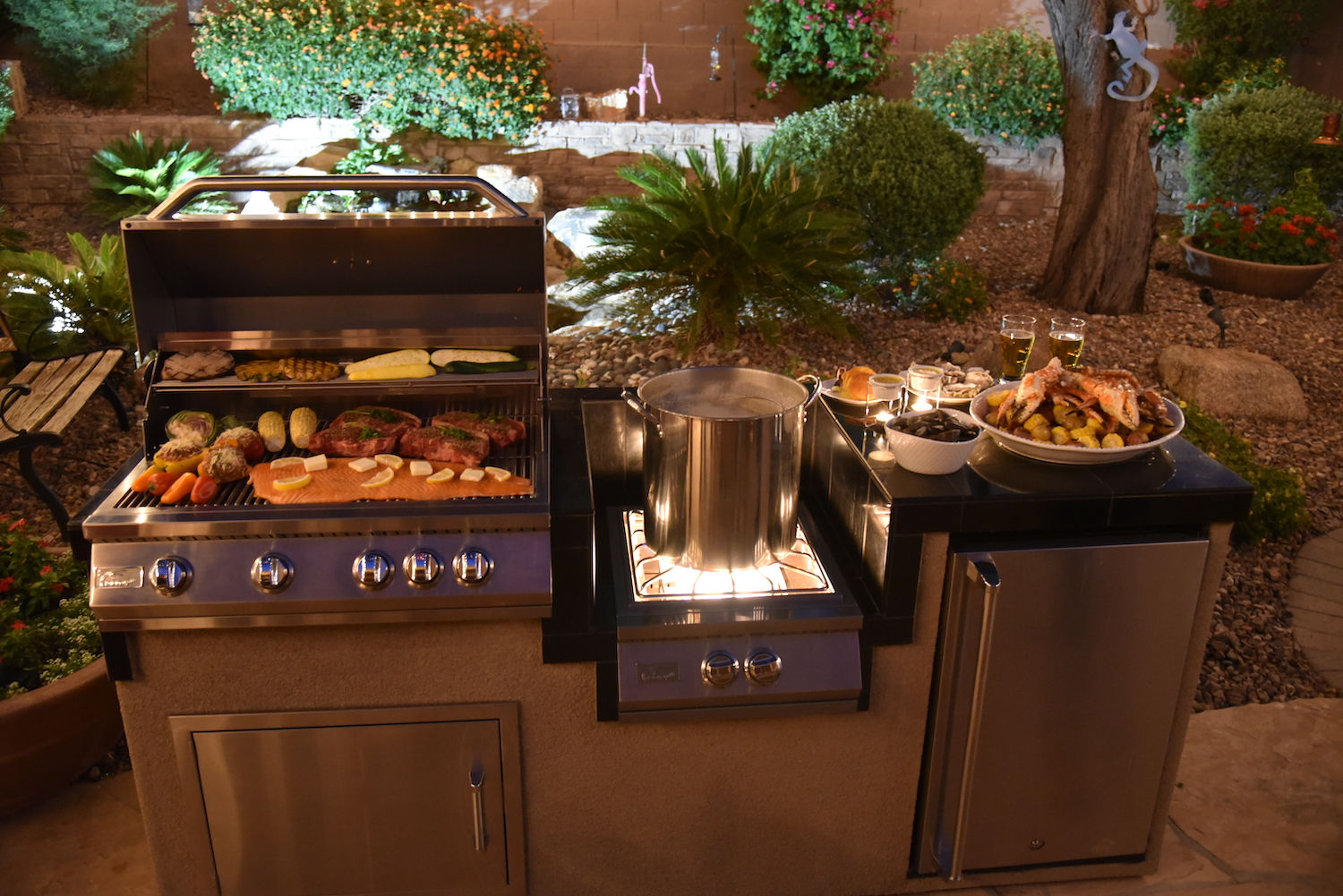 Kokomo Grills Power Burner 4 Burner 32" Built-In BBQ Island Kitchen Package