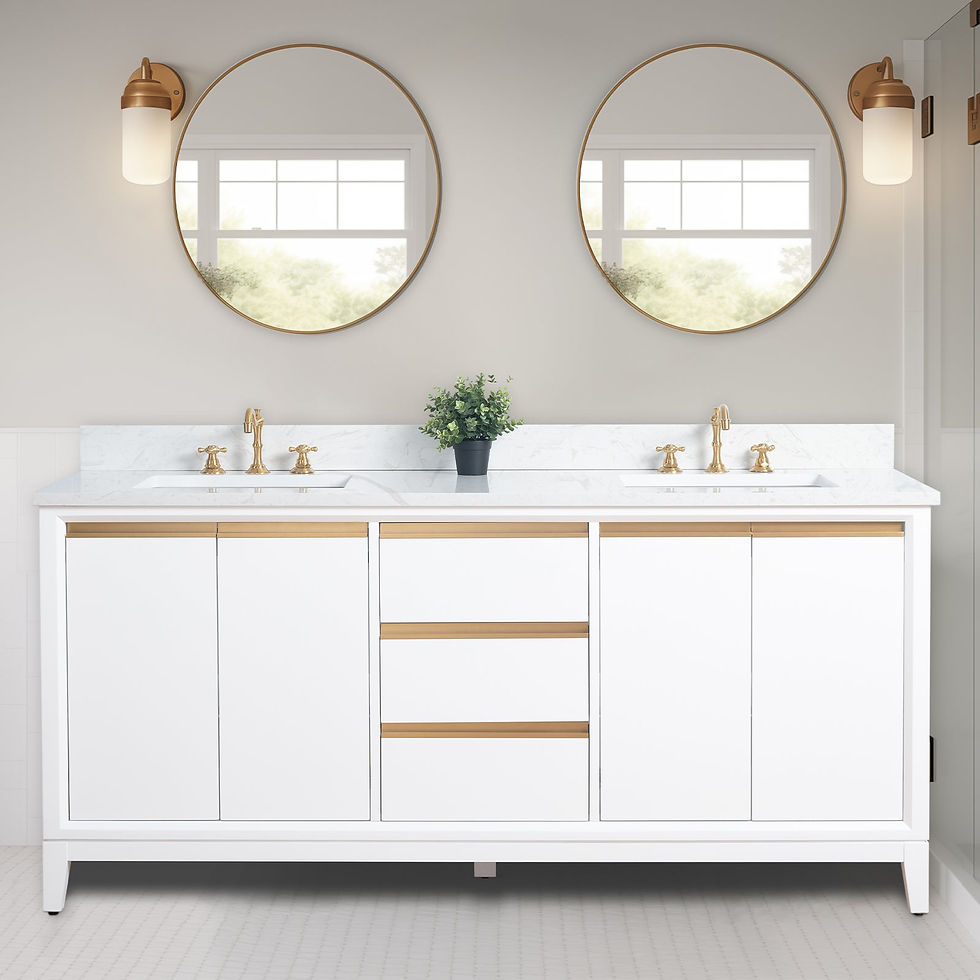 Thumbnail: vanityart 54/60/72" White Double Sink Bathroom Vanity w/ Marble Top