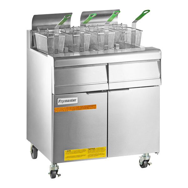 Frymaster MJ240 Natural Gas 2 Unit 80 lb. Floor Fryer with Millivolt Controls